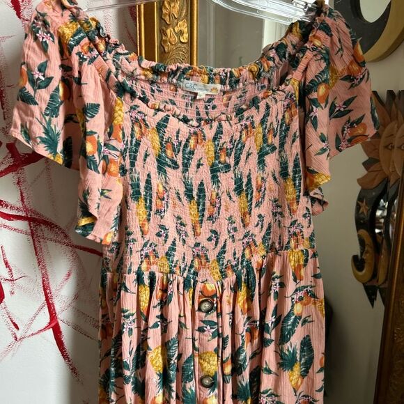 C&C California Pink Pineapple Print Midi Dress - Picture 2 of 16